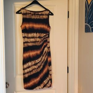 Anne Klein Sleeveless Sheath Dress w/Rouching in Brown/Gold (S:10)